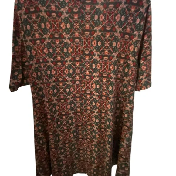 LuLaRoe Orange Brown Graphic Tunic Short Sleeve Dress - Picture 7 of 7